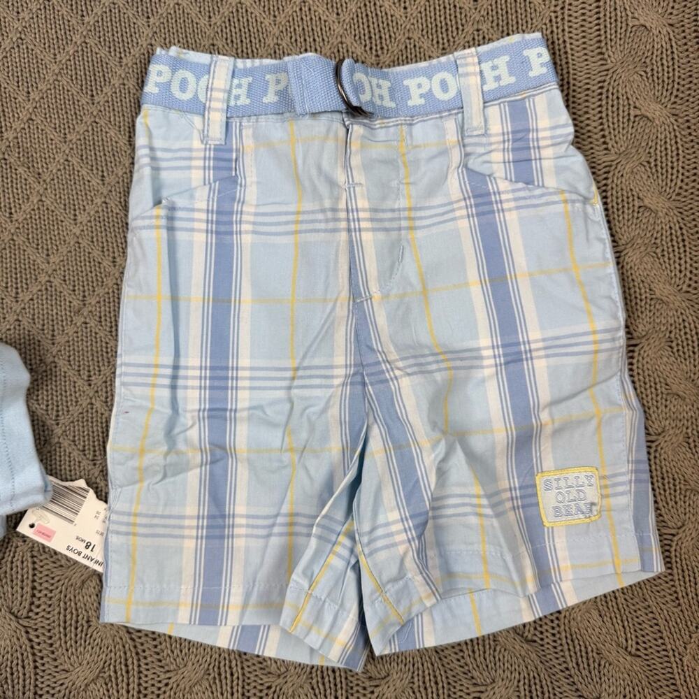 Disney Pooh Blue Polo One Piece and Plaid Shorts Set ~ 18M - Picture 3 of 14